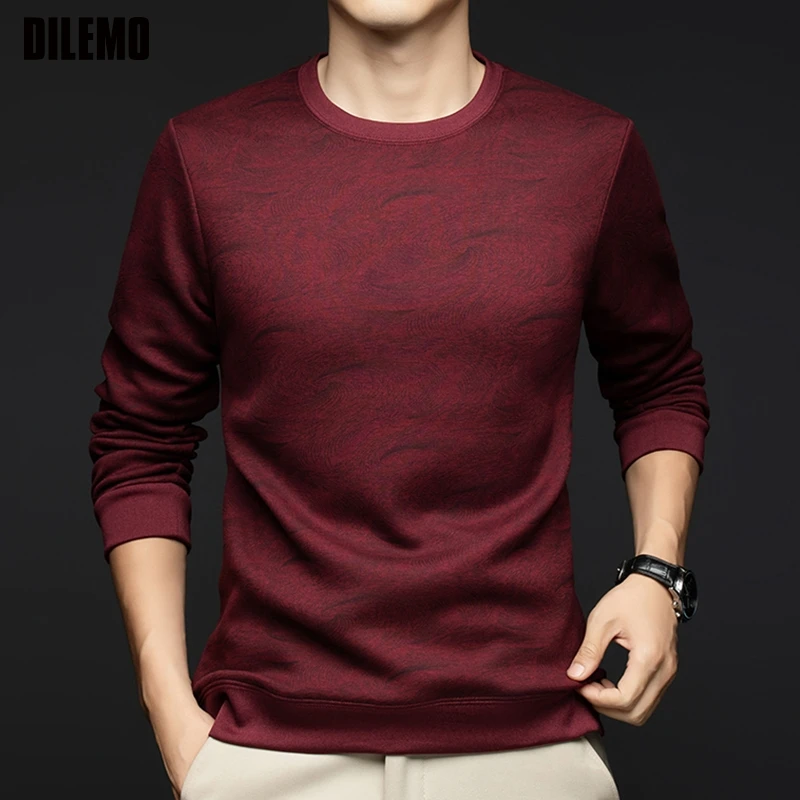 Top Grade Wool+Mulberry Silk New Brand Street Casual Fashion Crewneck Pullover Velvet Hoodies Sweatshirts Men's Clothing - Image 4