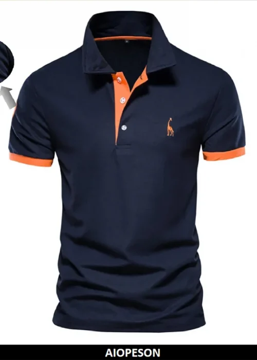 Dropshipping Polo Giraffe Shirt Men Quality Embroidery Summer Short Sleeve Polo Casual Business Social Mens Polos BR Size