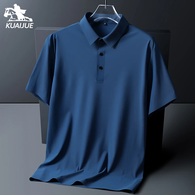 polo shirt men 6XL 7XL 8XL Summer new High quality mens short-sleeved polo shirt Ice silk Men's business casual polo shirt 2212 - Image 2