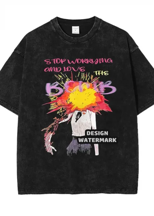 Anime Reze T-shirts Oversized Vintage Washed Chainsaw Man T Shirt Manga Power T-shirt Makima Denji Pochita Tops Tees Man Cotton