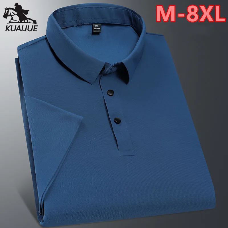 polo shirt men 6XL 7XL 8XL Summer new High quality mens short-sleeved polo shirt Ice silk Men's business casual polo shirt 2212