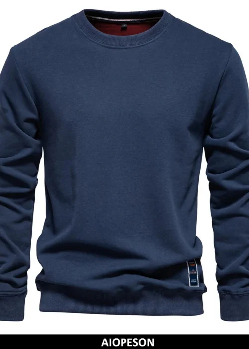 AIOPESON Cotton-blend Mens Crew Neck Solid Color Sweatshirts Pullover Casual Sport Sweatshirt for Men