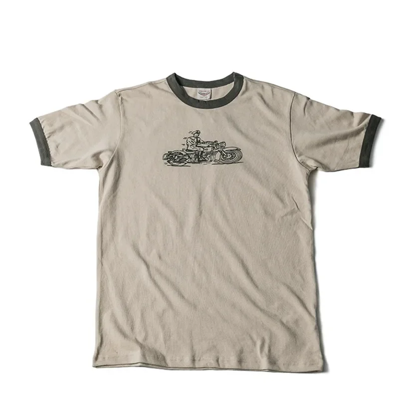 Non Stock Rider Ringer T-Shirt Motorcycle Graphic Mens Short Sleeve Tee Slim Fit - Image 6