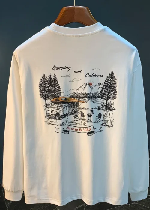 2025 Spring and Autumn New Long Sleeve-shirt Men's Large Loose Round Neck High end Casual Hoodie