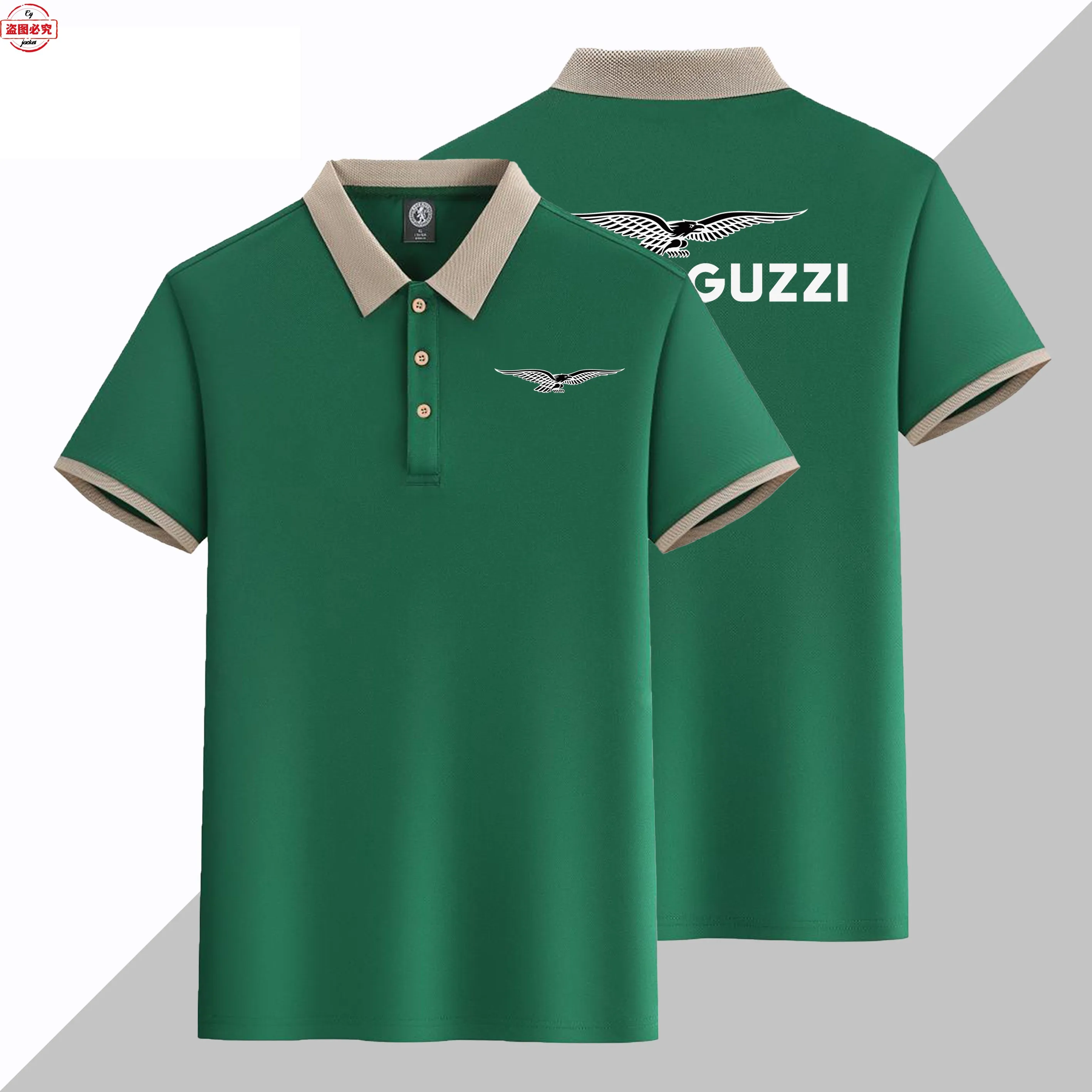 Men's Business Casual Short Sleeved Sports T-shirt, Polo Shirt, Motorcycle Logo Printed Team Riding Suit, Racing Suit Work Suit - Image 3