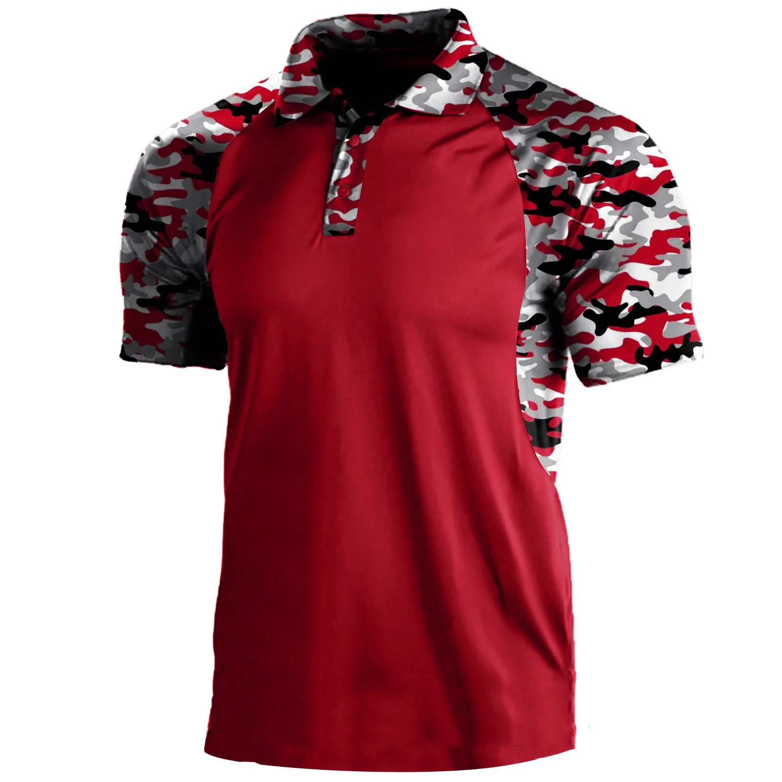 Summer Print Polo Shirts Men Fashion Camouflage Patchwork Short Sleeve Polos Outdoor Sports Fitness Tops Mens Breathable Tees - Image 4