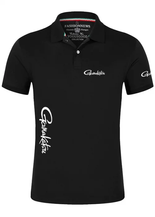 Gamakatsu Fishing 2024 New Men's Fashion Print Summer Short Sleeves Solid Color Classic Casual Slim Ordinary Polo Shirt Tops