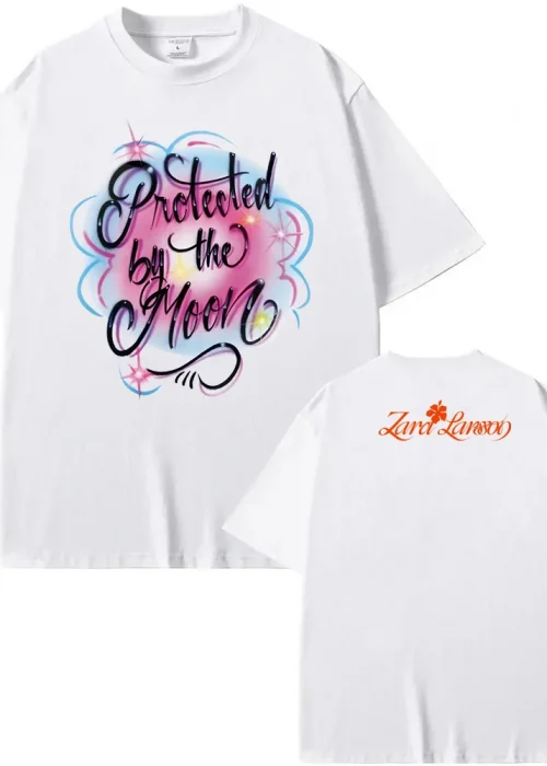 Zara Larsson-Protected By The Moon Baby Rib Tee Summer Singer's Same Style Tee-shirt Korean Style High Quality 100%Cotton Tops