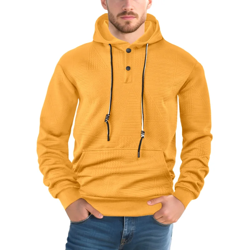 25 Spring and Autumn New Pullover Solid Color Casual Sports Loose Trendy Long Sleeve Hoodie Men - Image 2