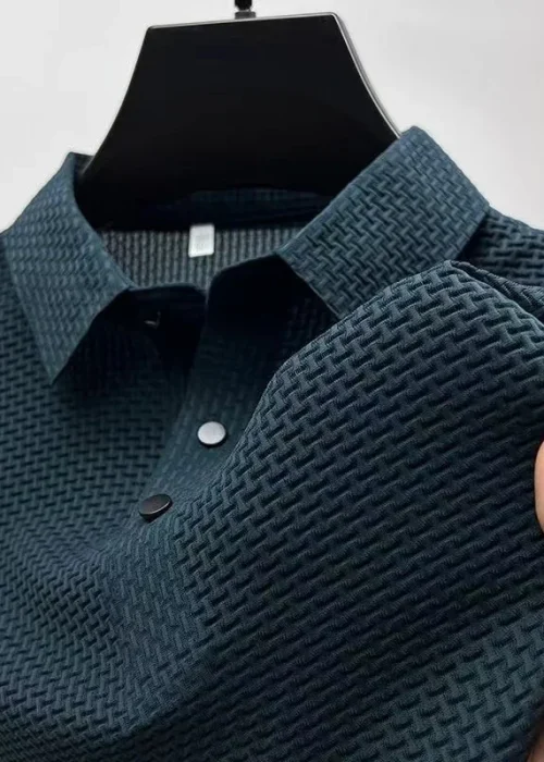 New Men's Business Casual Short Sleeved Bone Flower Solid Color POLO Shirt Fashion Breathable Comfortable Summer Versatile Top