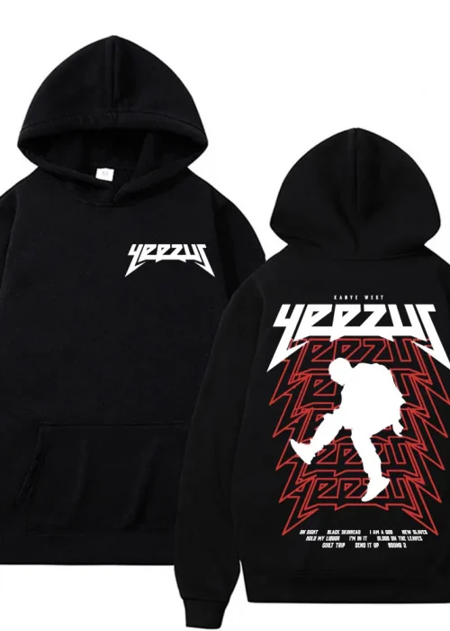 Rapper Kanye West Yeezus Tour Album Merch Hoodie Men Clothing Hip Hop Harajuku Sweatshirt Unisex Casual Hoohed Streetwear