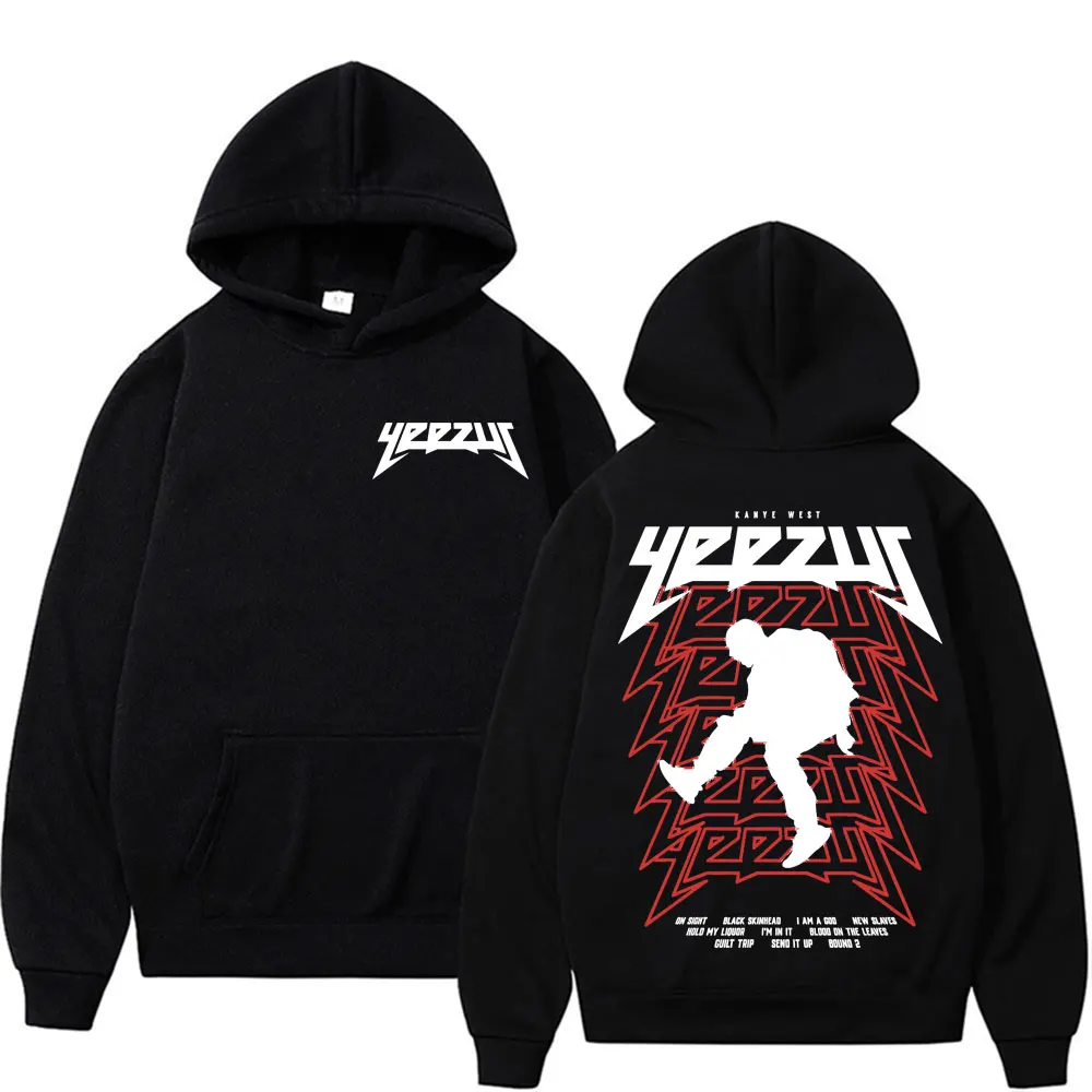 Rapper Kanye West Yeezus Tour Album Merch Hoodie Men Clothing Hip Hop Harajuku Sweatshirt Unisex Casual Hoohed Streetwear