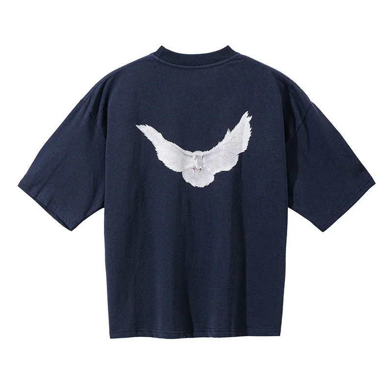 SAINT OF MICHAEL Kanye West Streetwear Best Quality Vintage YZY DOVE DONDA Loose Ovesize Pigeon Print T-shirt Tops Tee For Men - Image 6