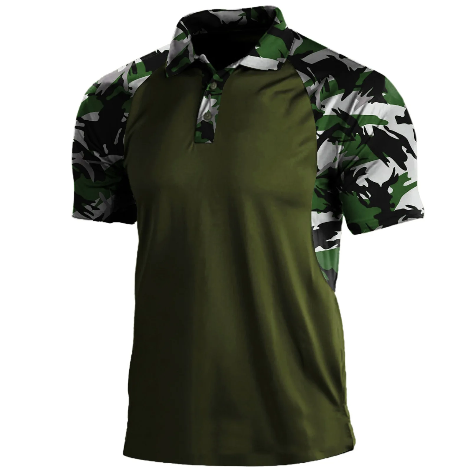 Summer Print Polo Shirts Men Fashion Camouflage Patchwork Short Sleeve Polos Outdoor Sports Fitness Tops Mens Breathable Tees - Image 3