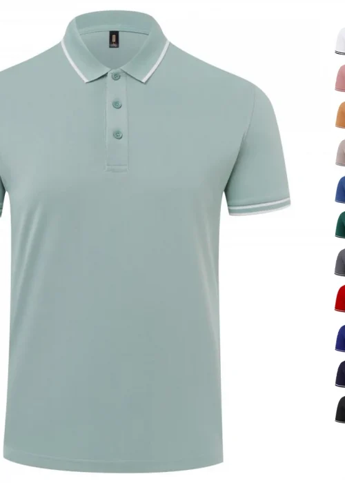 Men Elegant Striped Polo T Shirt High Quality Summer Breathable Polyester Collar T Shirt Wholesale Playera Polo Tshirt For Men