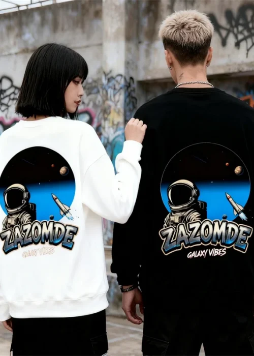 ZAZOMDE Gothic Dark Print Cotton Round Neck Sweatshirt For Men And Women Soft Comfort Fit Unisex Casual Streetwear Fashion