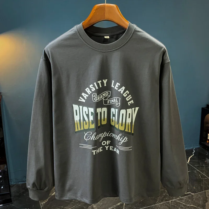 Loose long sleeved-shirt men's autumn new trend printed round neck casual sweatshirt