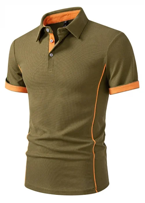 New Men's Short Sleeve Polo Shirts Solid Color Casual T-shirt Summer Trendy Breathable Basic Splice Top Sport Men Shirts