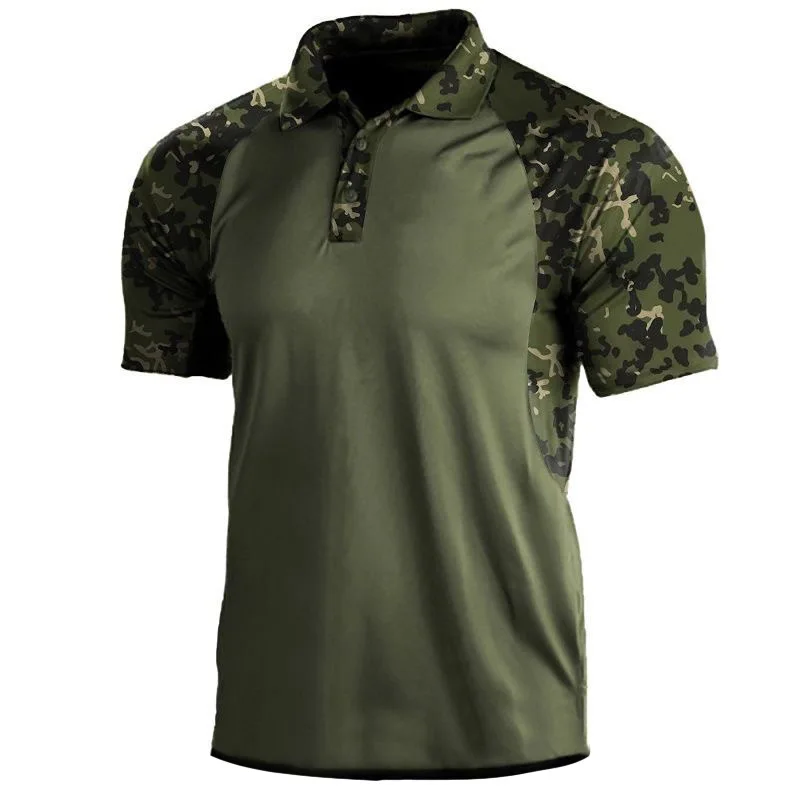 Summer Print Polo Shirts Men Fashion Camouflage Patchwork Short Sleeve Polos Outdoor Sports Fitness Tops Mens Breathable Tees - Image 2