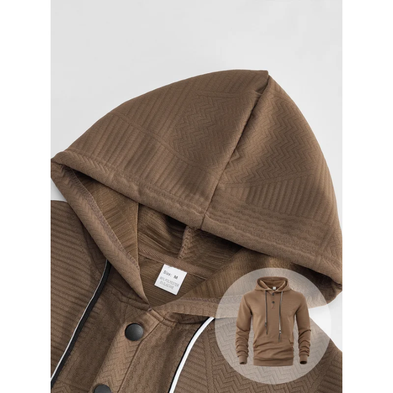 25 Spring and Autumn New Pullover Solid Color Casual Sports Loose Trendy Long Sleeve Hoodie Men - Image 6