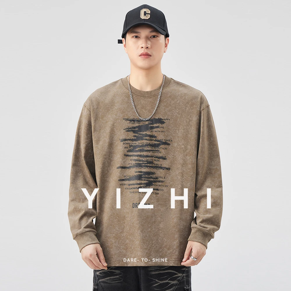Men's Long Sleeve T-shirt Men's Autumn 2025 New Japanese Printed Round Neck Loose Fashion T-shirt Men's Pullover Sweatshirt - Image 3