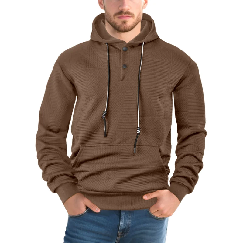 25 Spring and Autumn New Pullover Solid Color Casual Sports Loose Trendy Long Sleeve Hoodie Men