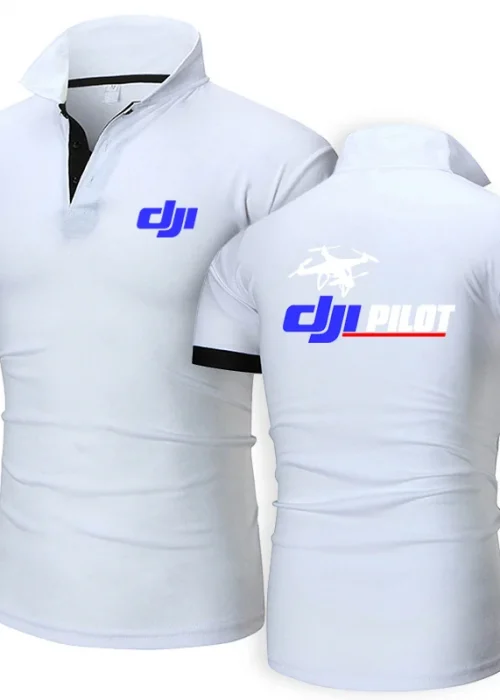 Dji Professional Pilot Drone Printing 2024 New Man's Summer Solid Color Short Sleeve High Quality Slim Fit Polo Shirt Tops