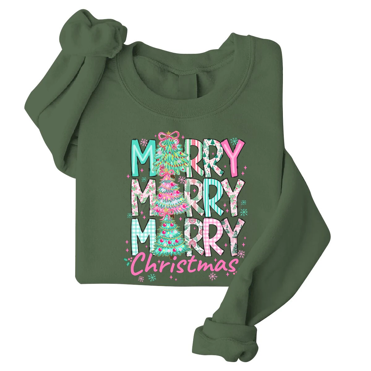 Women Christmas Sweatshirts Casual Floral Merry Christmas Print Crew Neck Sweatshirts Trendy Long Sleeve Pullovers Holiday Gifts