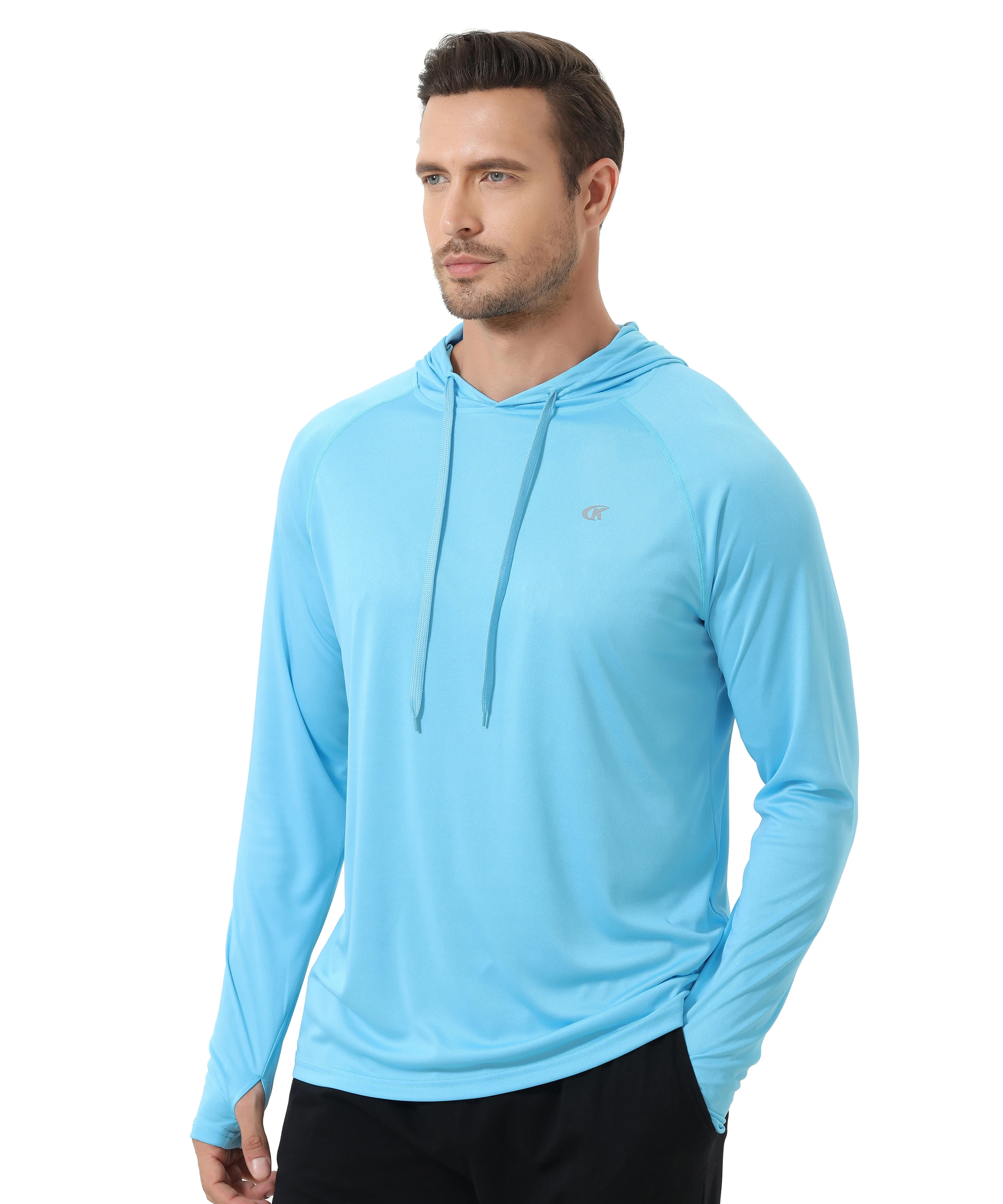 Summer Men's Long Sleeve UPF 50+ Hoodie Shirts, Rash Guard Quick Dry Lightweight T-shirt for Outdoor Jogger Sport Pullover - Image 3
