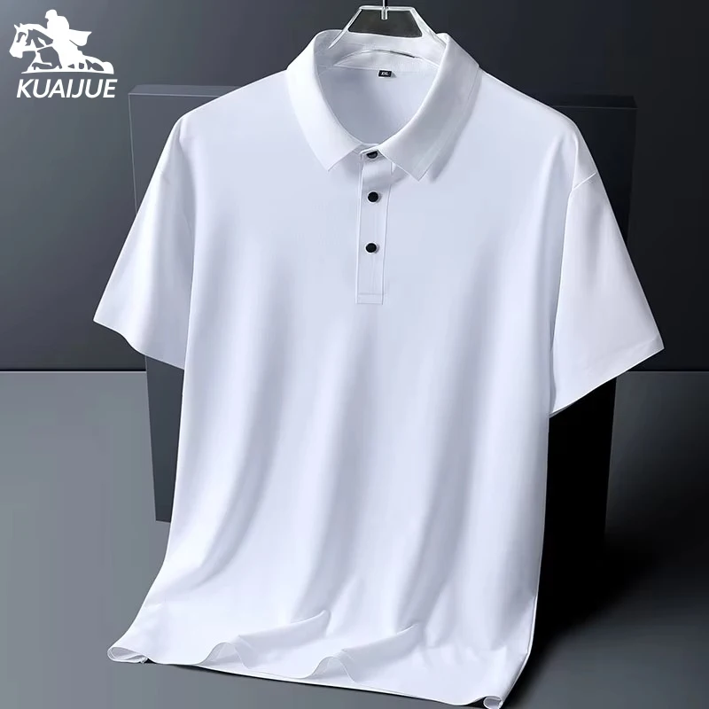 polo shirt men 6XL 7XL 8XL Summer new High quality mens short-sleeved polo shirt Ice silk Men's business casual polo shirt 2212 - Image 4