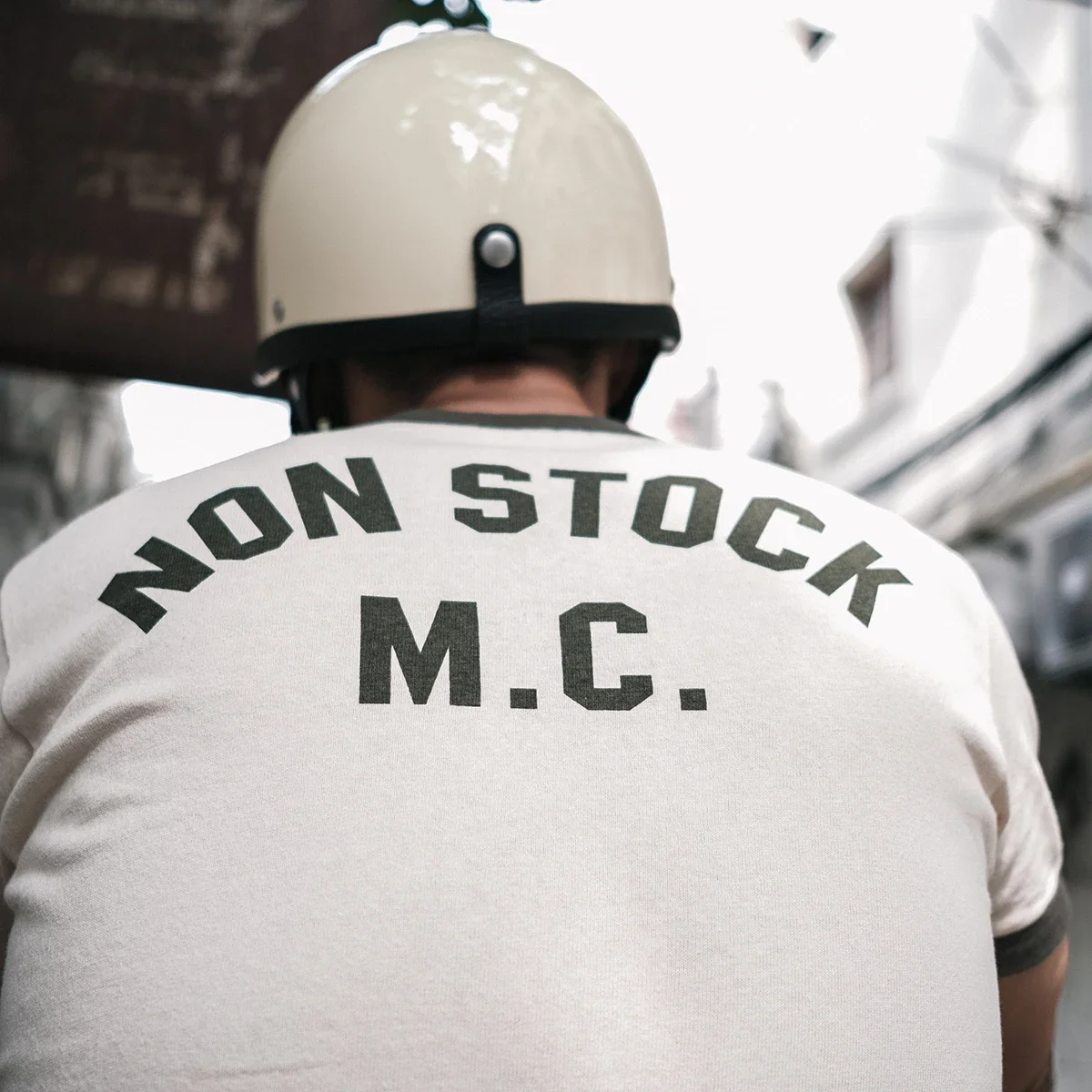 Non Stock Rider Ringer T-Shirt Motorcycle Graphic Mens Short Sleeve Tee Slim Fit - Image 4